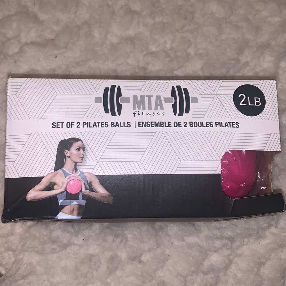 MTA Fitness Set of 2 Pilates Balls Pink 2lbs Gym Workout Home Equipment